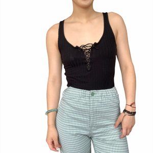 Black Tie Up Front Tank Top